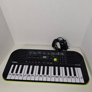 Casio SA-46 Portable Mini Digital Keyboard 32 Keys Black Green with AC Adapter